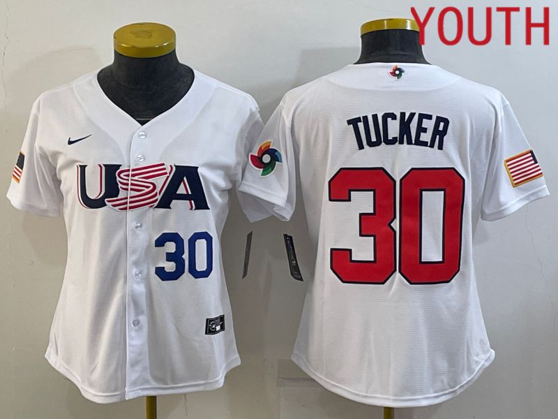 Youth 2023 World Cub USA #30 Tucker White MLB Jersey2